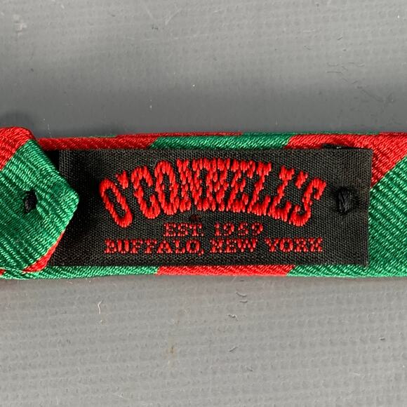O'CONNELL'S Red Green Diagonal Stripe Bow Tie - Picture 3 of 5